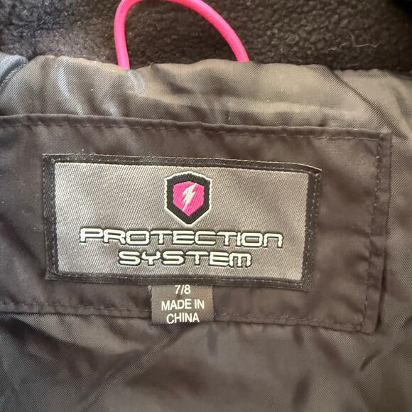 Protection System Puffer Coat Jacket Girls 7 / 8 Black Faux Fur Hooded Full Zip - Picture 3 of 9